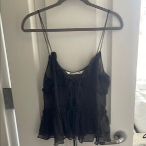 Black Ruffled Women's Top